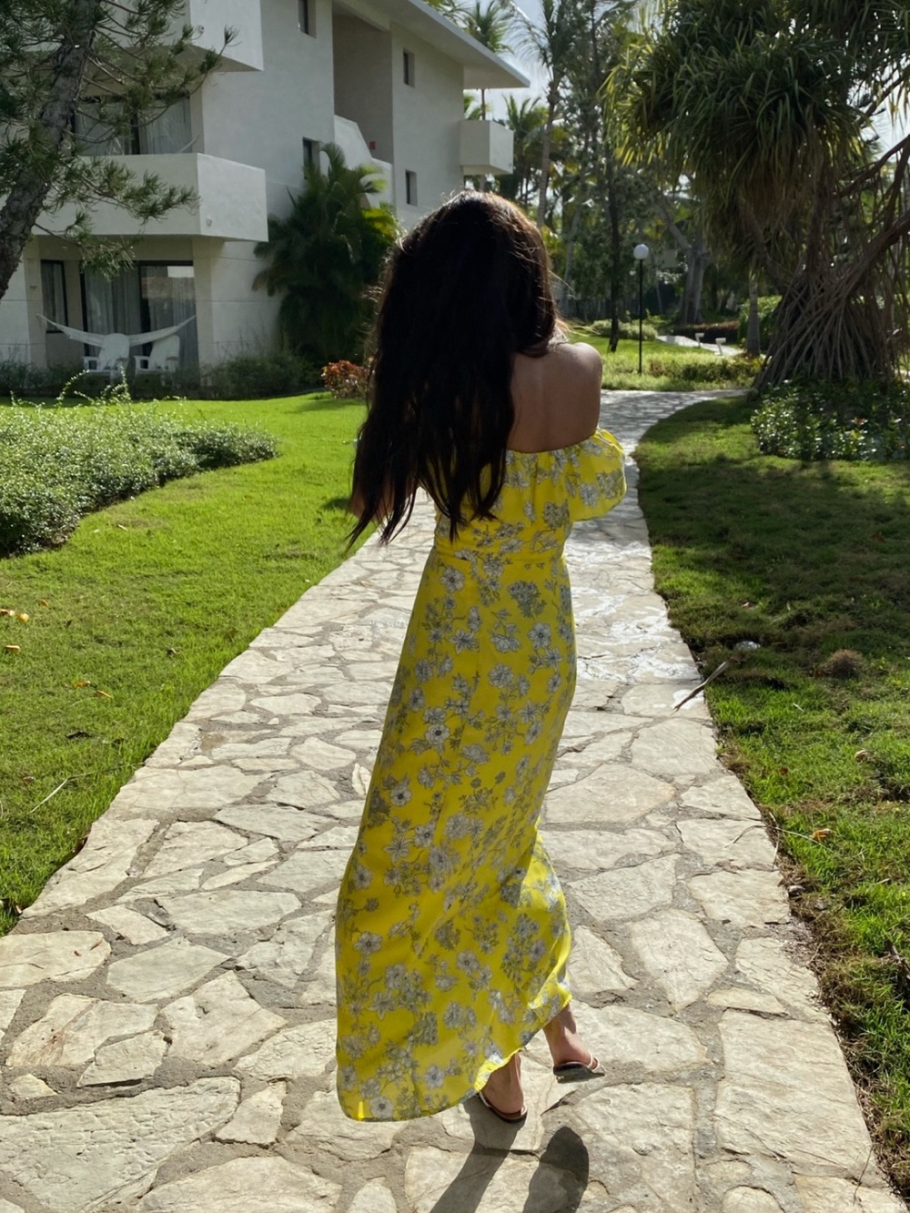 Gianni Bini Aida Yellow Floral Off-Shoulder Button Front Maxi Dress, XS